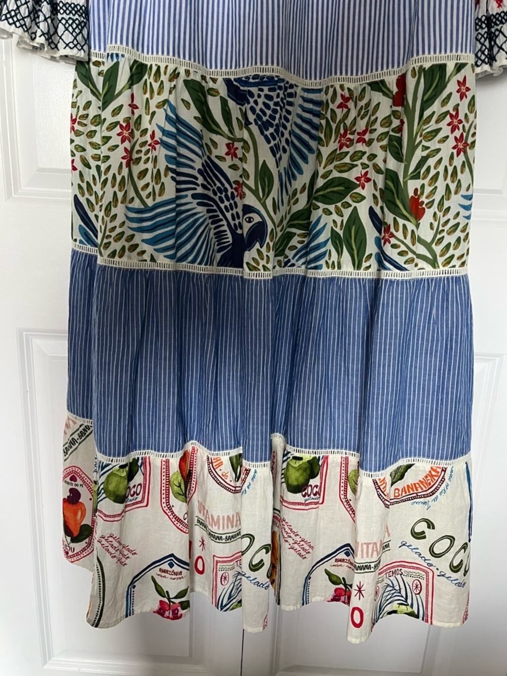 FARM Rio Blue, White & Multicolor Patchwork Maxi Dress - Picture 8 of 16